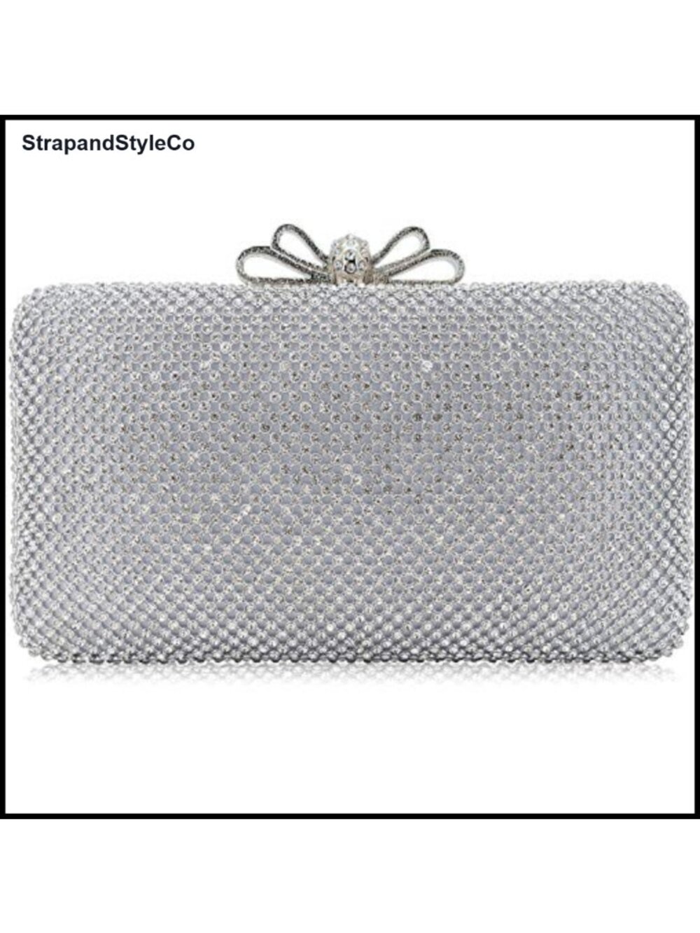 Rhinestone Crystal Bow Clasp Clutch Evening Bag Wedding Party Dressy Handbag